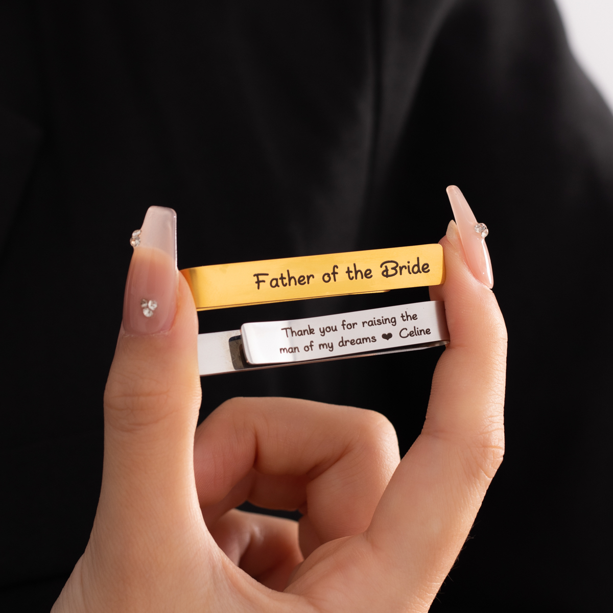 Double-sided Customized Words Engraved Tie Clip