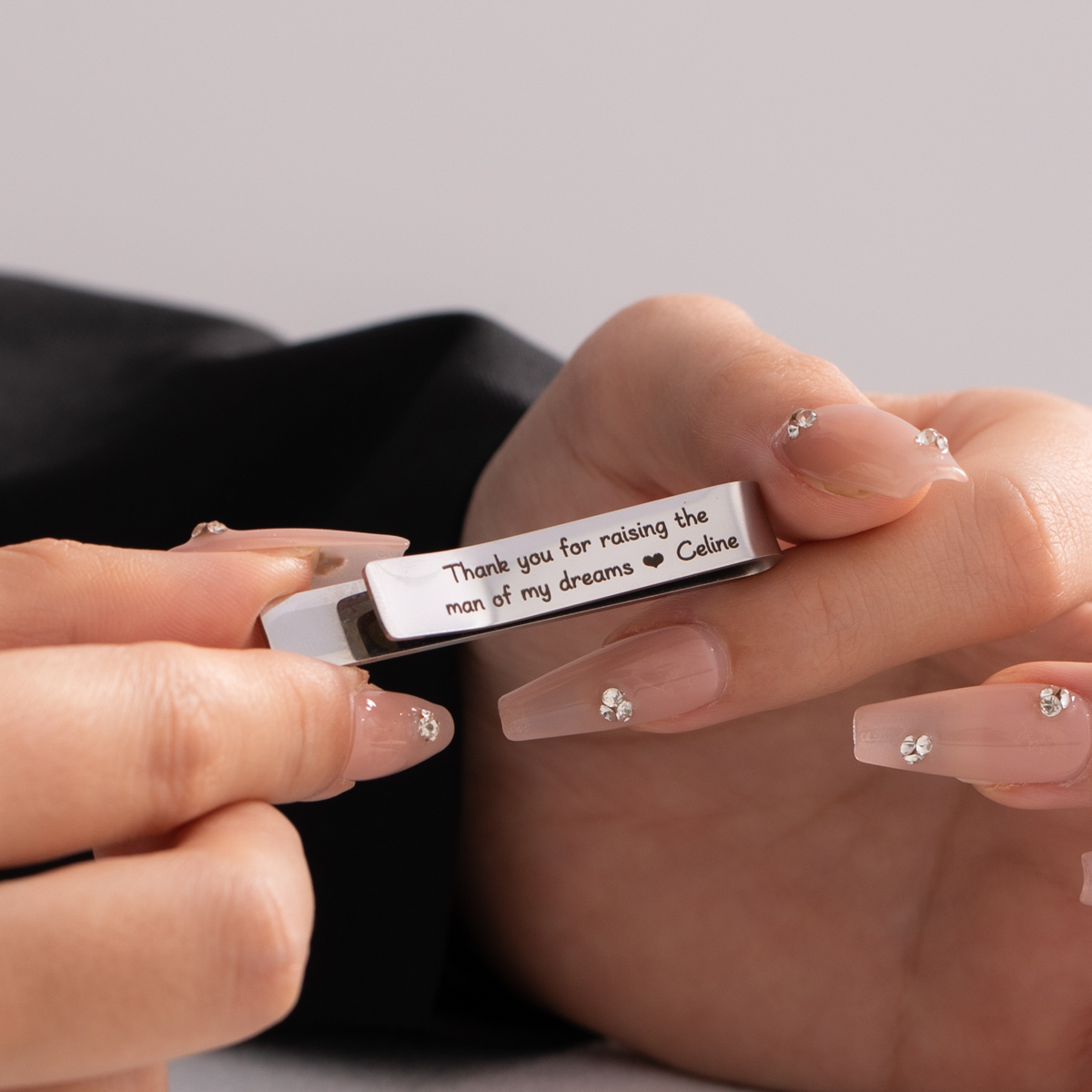 Double-sided Customized Words Engraved Tie Clip