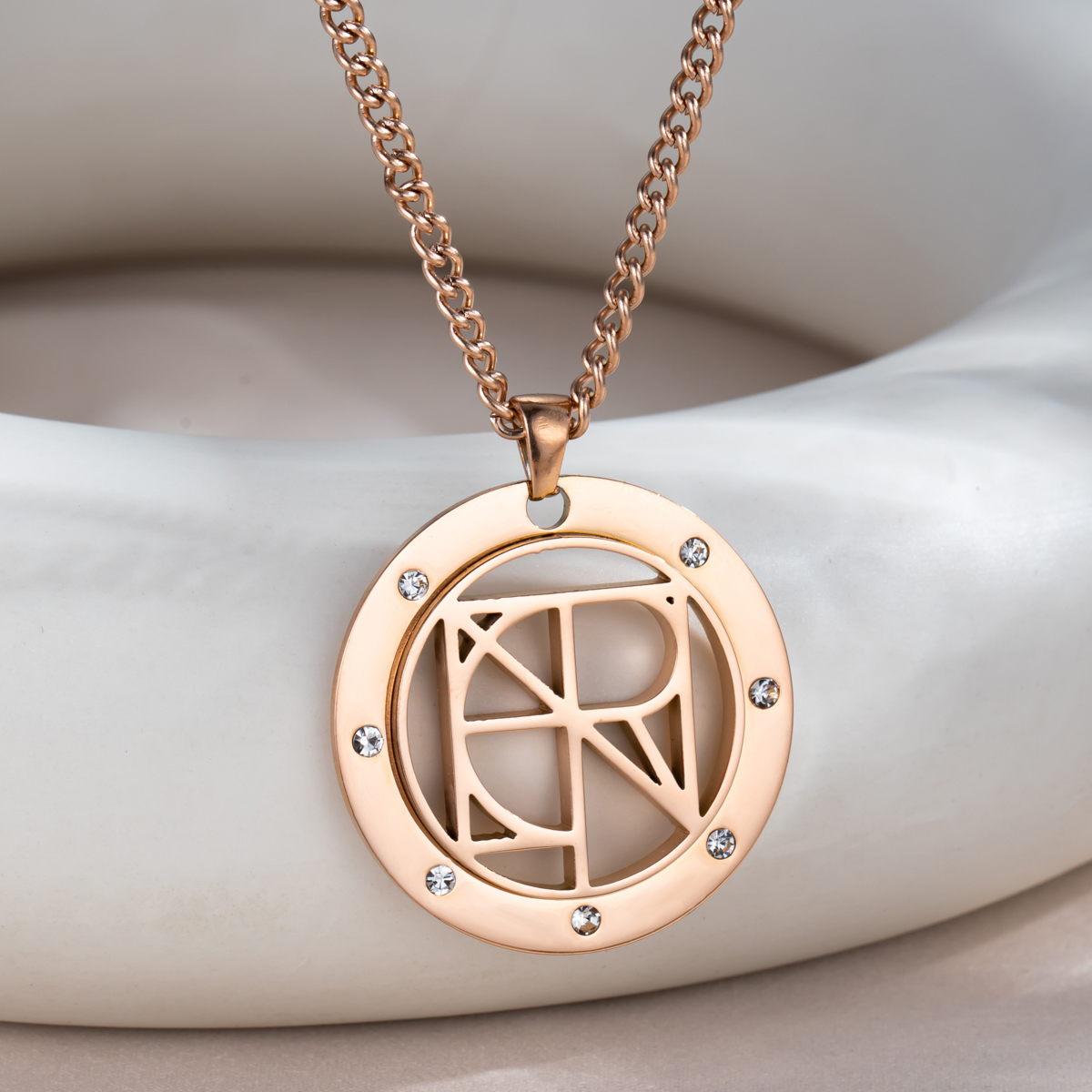 Personalized Name Logo Necklace With Rhinestone