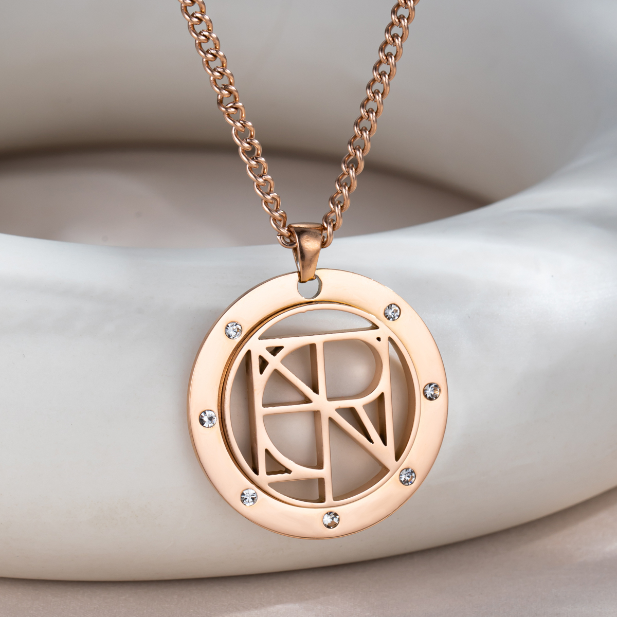 Personalized Name Logo Necklace With Rhinestone