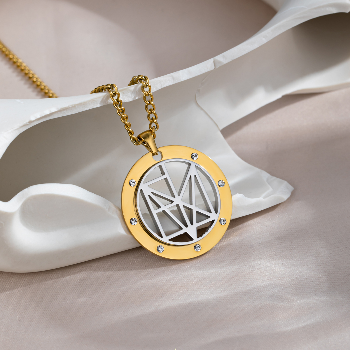 Personalized Name Logo Necklace With Rhinestone