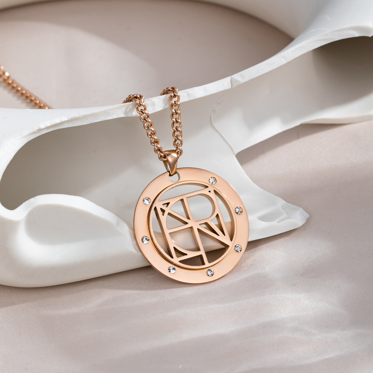 Personalized Name Logo Necklace With Rhinestone