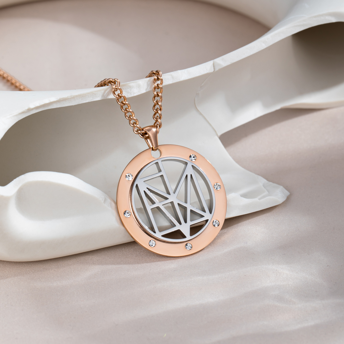 Personalized Name Logo Necklace With Rhinestone