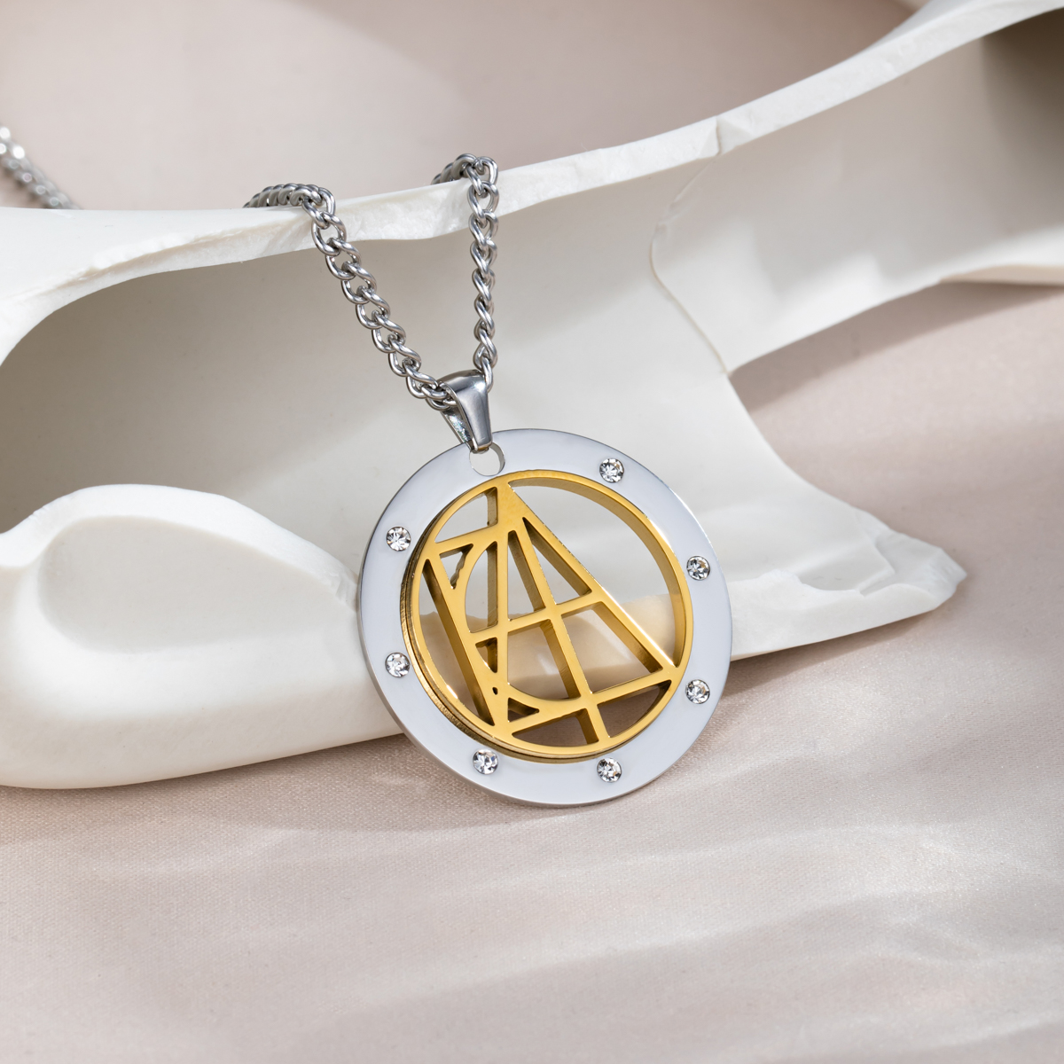 Personalized Name Logo Necklace With Rhinestone