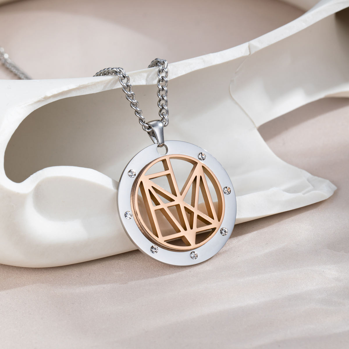 Personalized Name Logo Necklace With Rhinestone