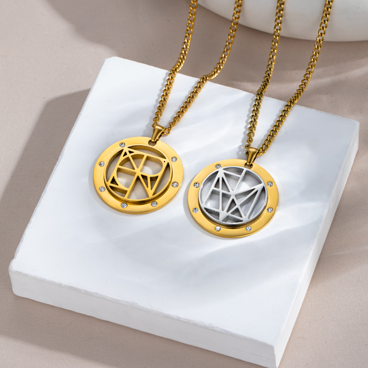 Personalized Name Logo Necklace With Rhinestone