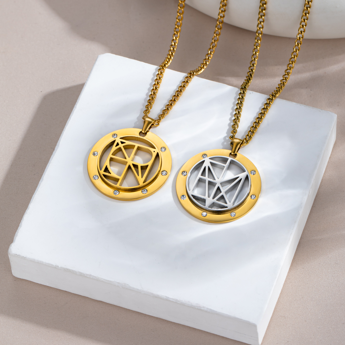 Personalized Name Logo Necklace With Rhinestone