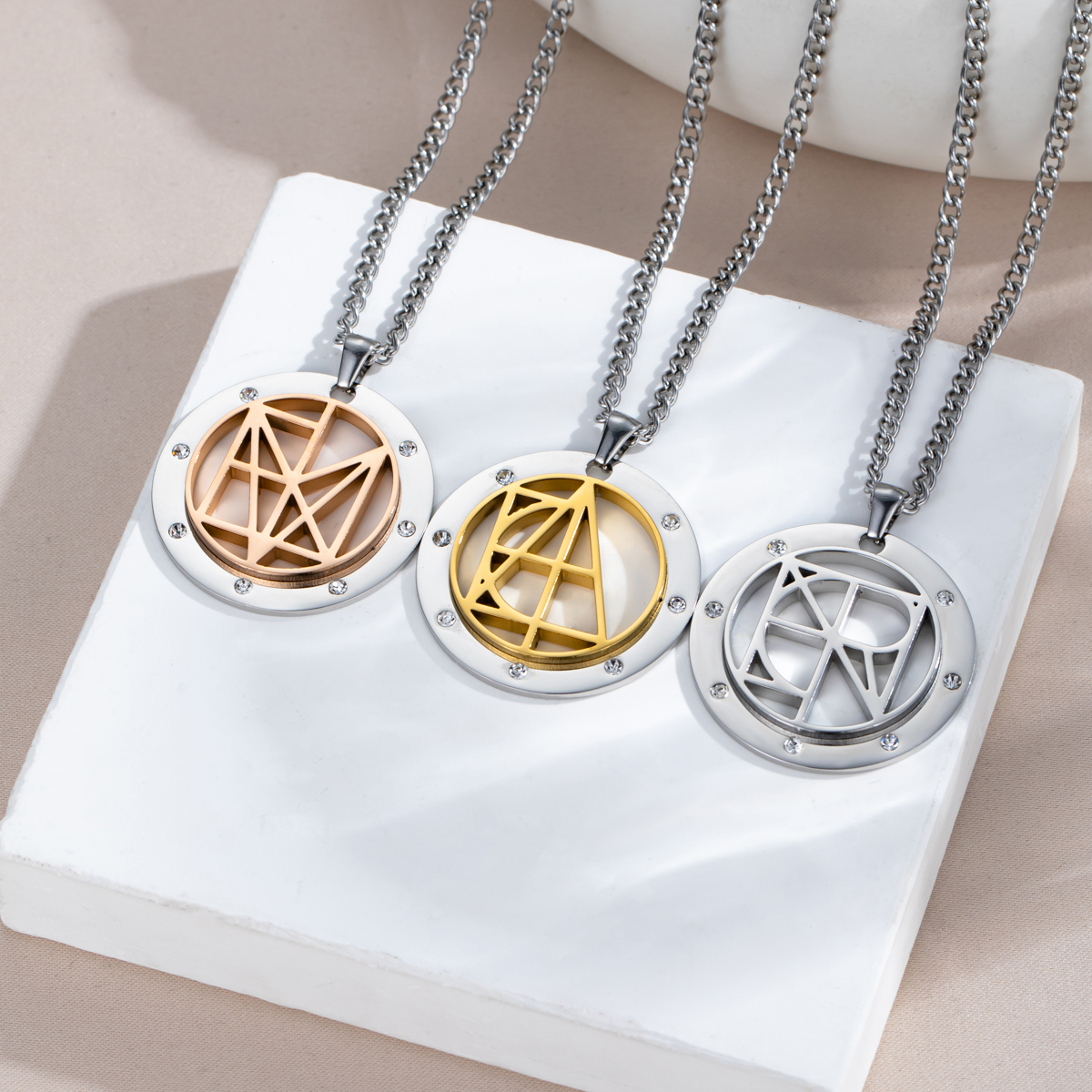 Personalized Name Logo Necklace With Rhinestone