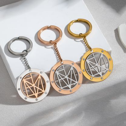 Personalized Name Logo Keychain With Rhinestone