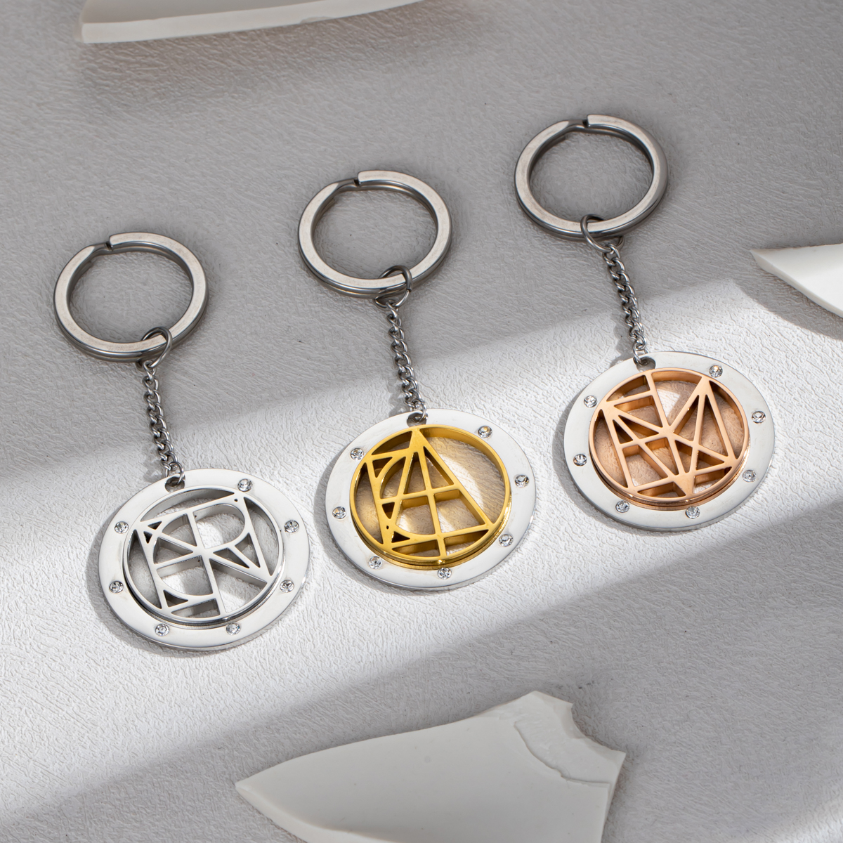 Personalized Name Logo Keychain With Rhinestone