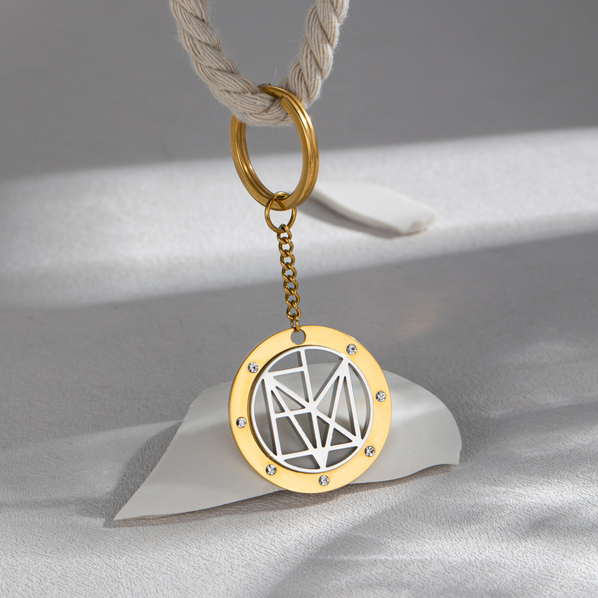 Personalized Name Logo Keychain With Rhinestone