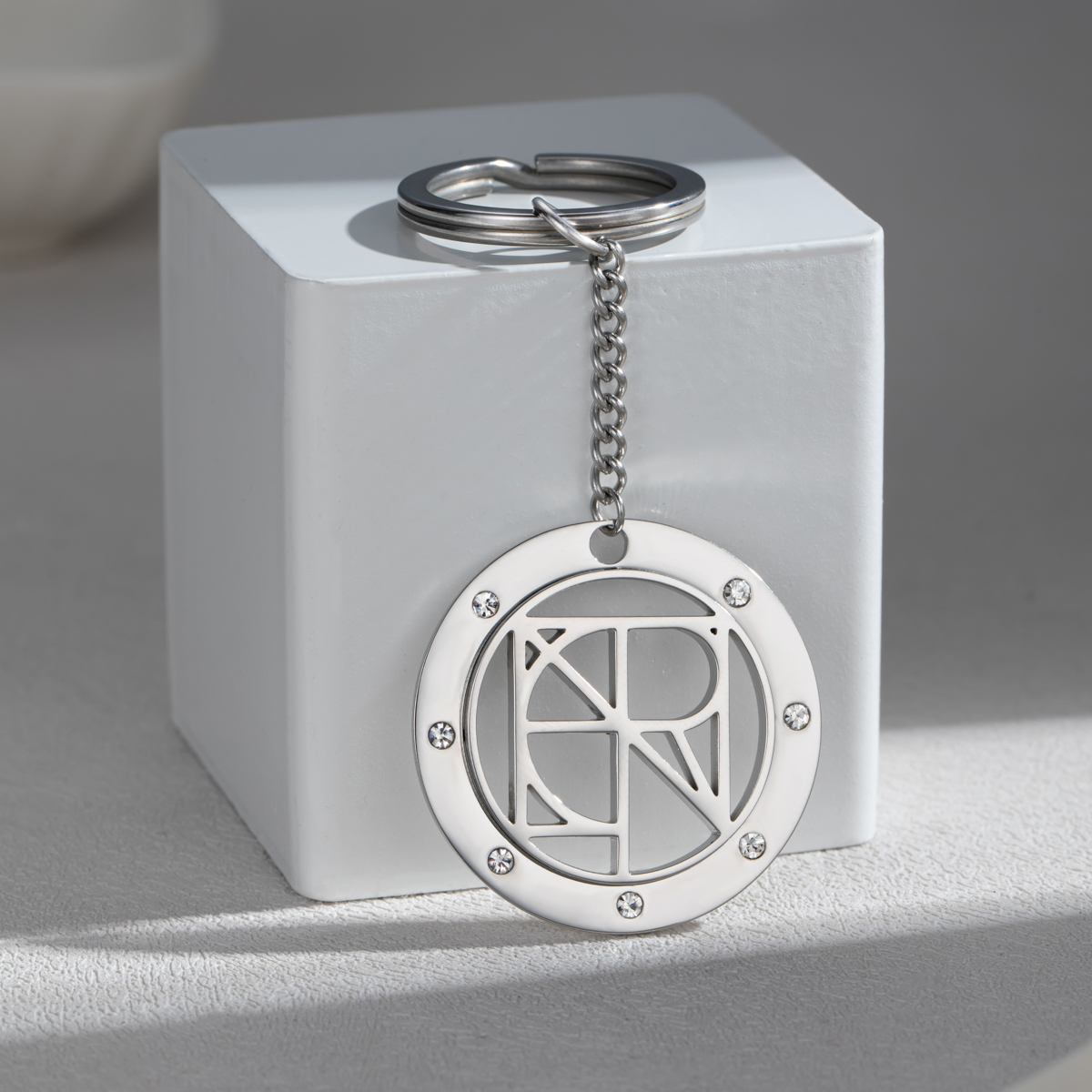 Personalized Name Logo Keychain With Rhinestone