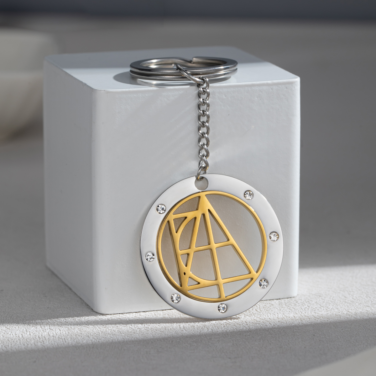 Personalized Name Logo Keychain With Rhinestone