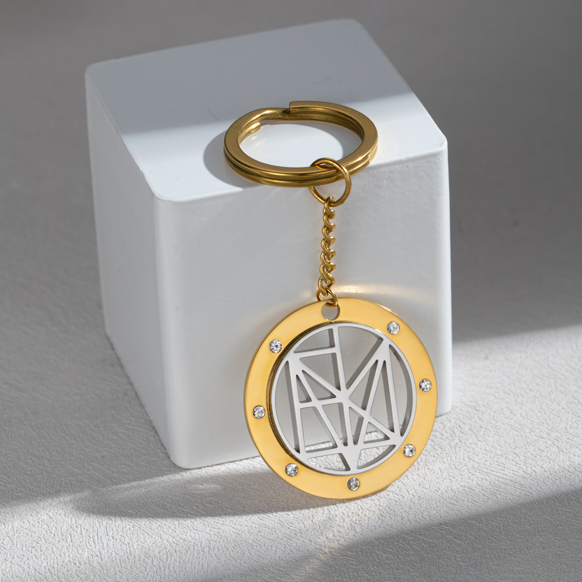 Personalized Name Logo Keychain With Rhinestone