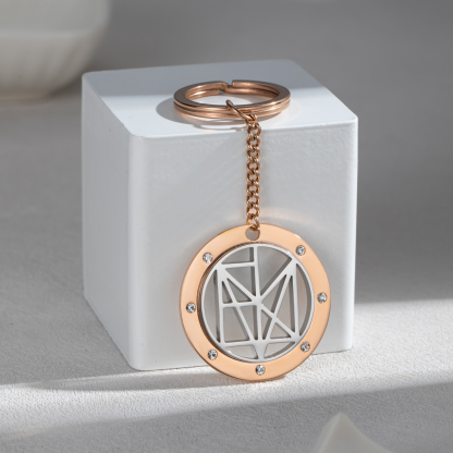 Personalized Name Logo Keychain With Rhinestone