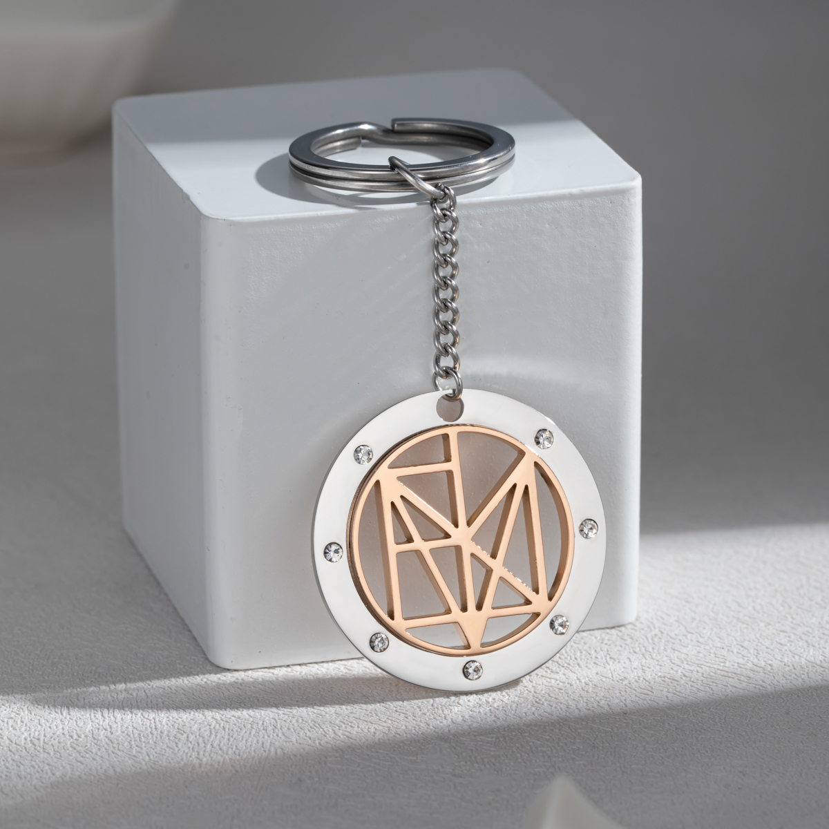 Personalized Name Logo Keychain With Rhinestone