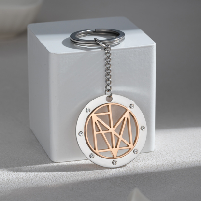 Personalized Name Logo Keychain With Rhinestone