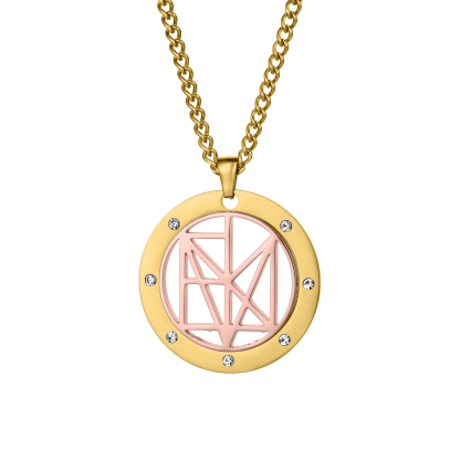 Personalized Name Logo Necklace With Rhinestone