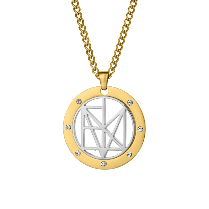 Personalized Name Logo Necklace With Rhinestone