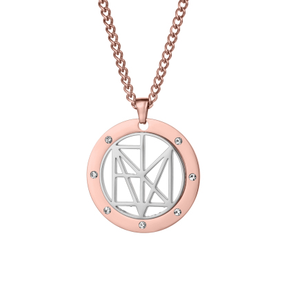 Personalized Name Logo Necklace With Rhinestone