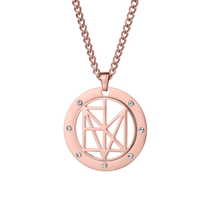 Personalized Name Logo Necklace With Rhinestone