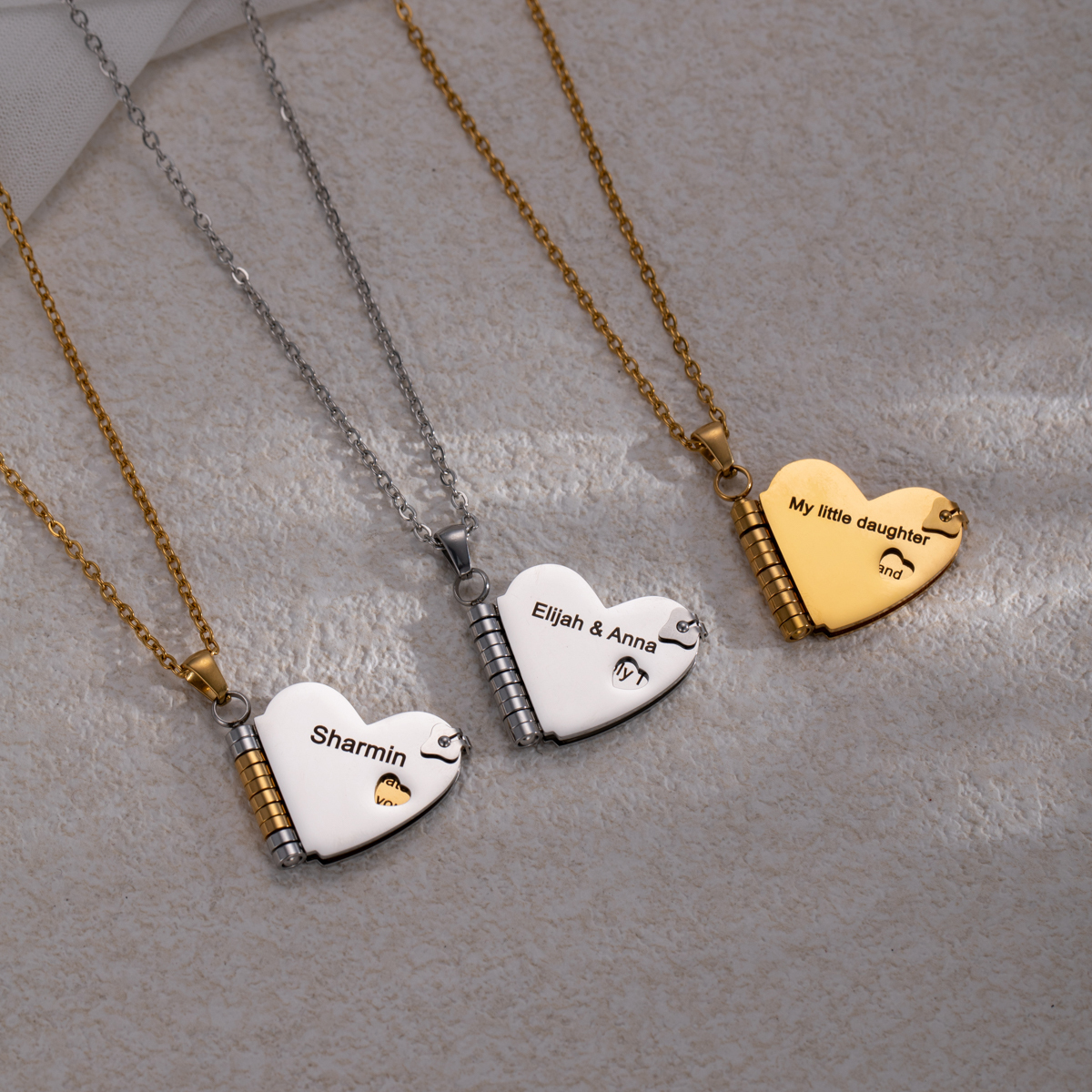 Customizable Heart Book Locket Necklace