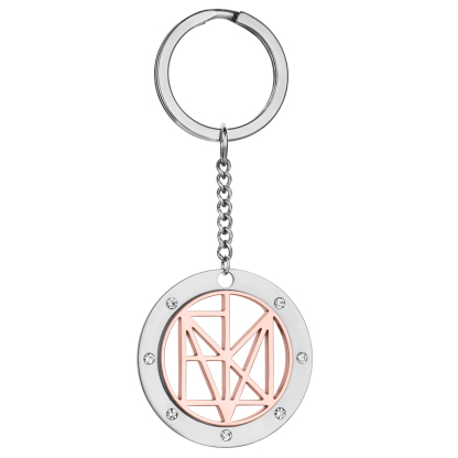 Personalized Name Logo Keychain With Rhinestone