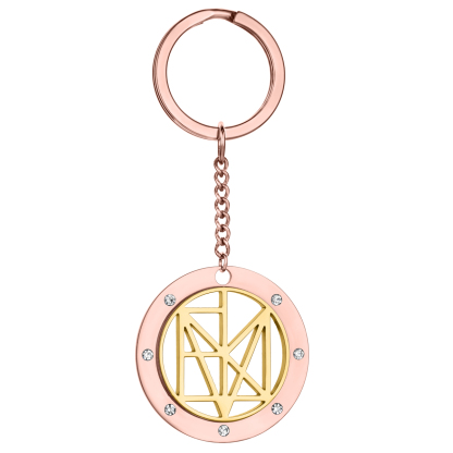 Personalized Name Logo Keychain With Rhinestone