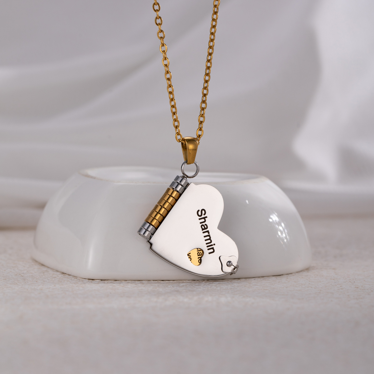 Customizable Heart Book Locket Necklace