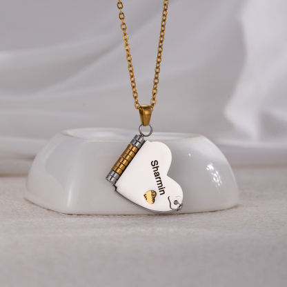 Customizable Heart Book Locket Necklace