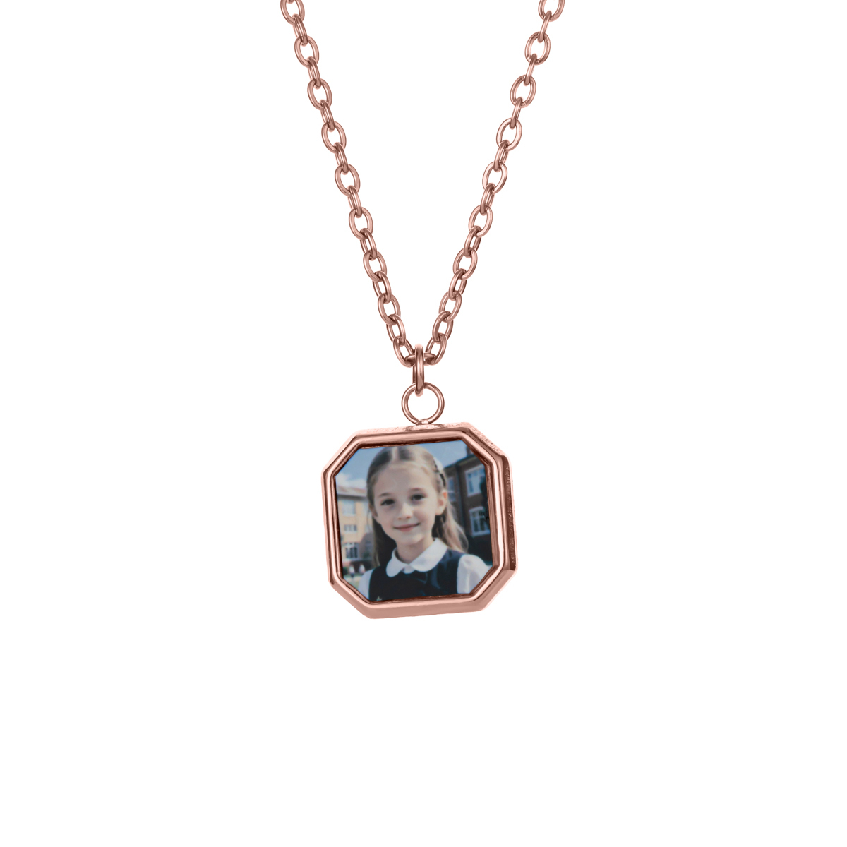 Personalized Photo Printed Square Pendant Necklace