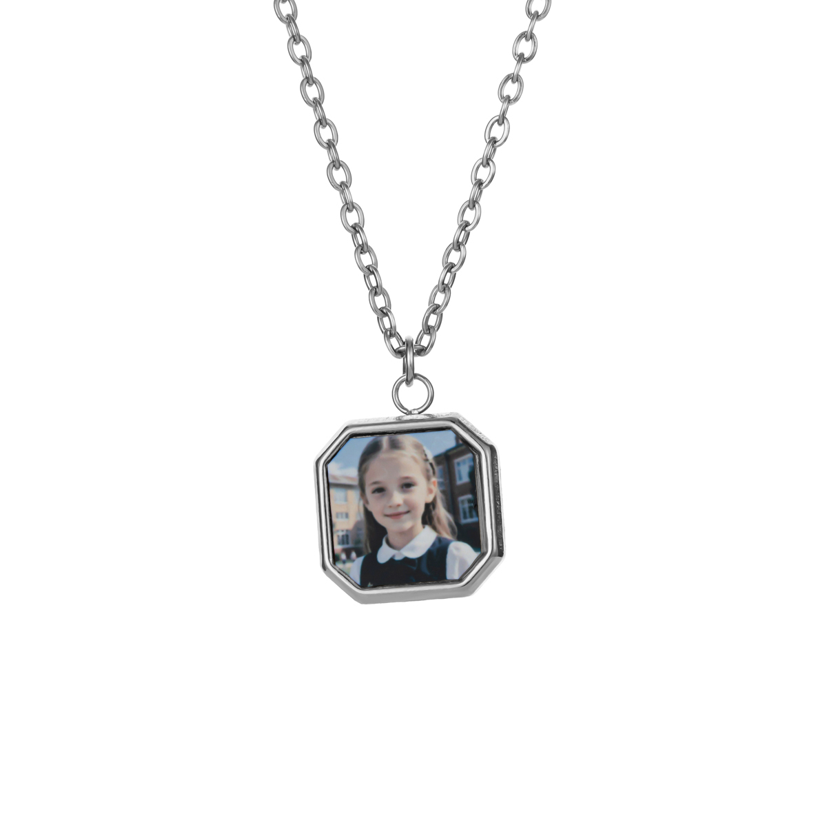 Personalized Photo Printed Square Pendant Necklace
