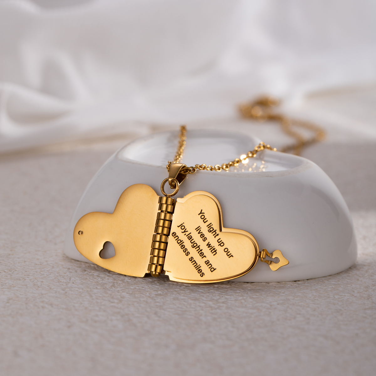 Customizable Heart Book Locket Necklace