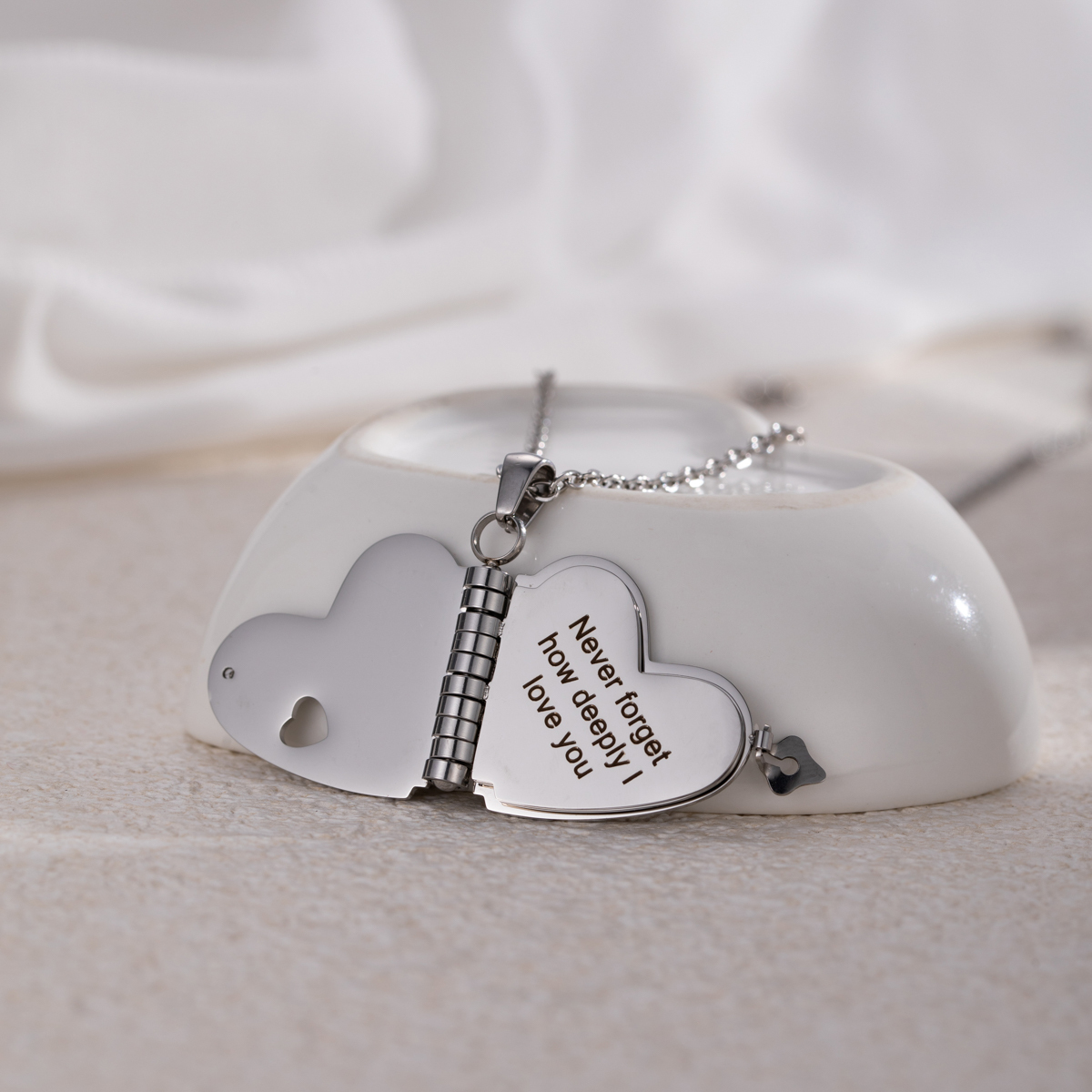 Customizable Heart Book Locket Necklace