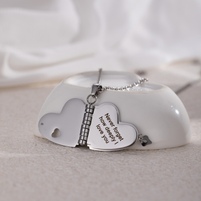 Customizable Heart Book Locket Necklace
