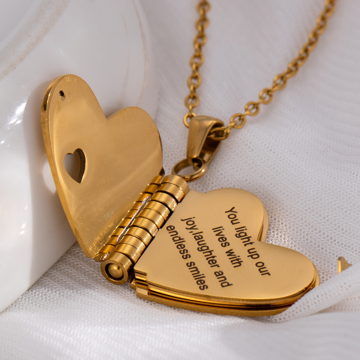 Customizable Heart Book Locket Necklace