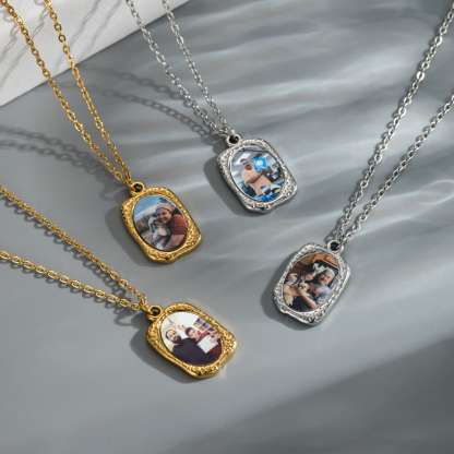 Personalized Photo Printed Retro Frame Pendant Necklace
