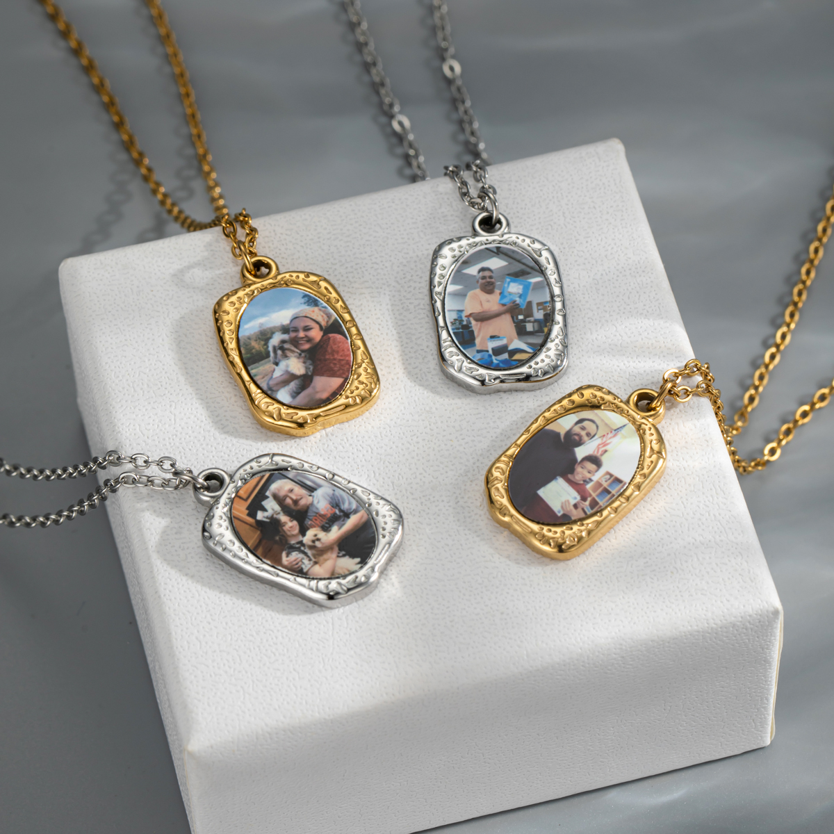 Personalized Photo Printed Retro Frame Pendant Necklace