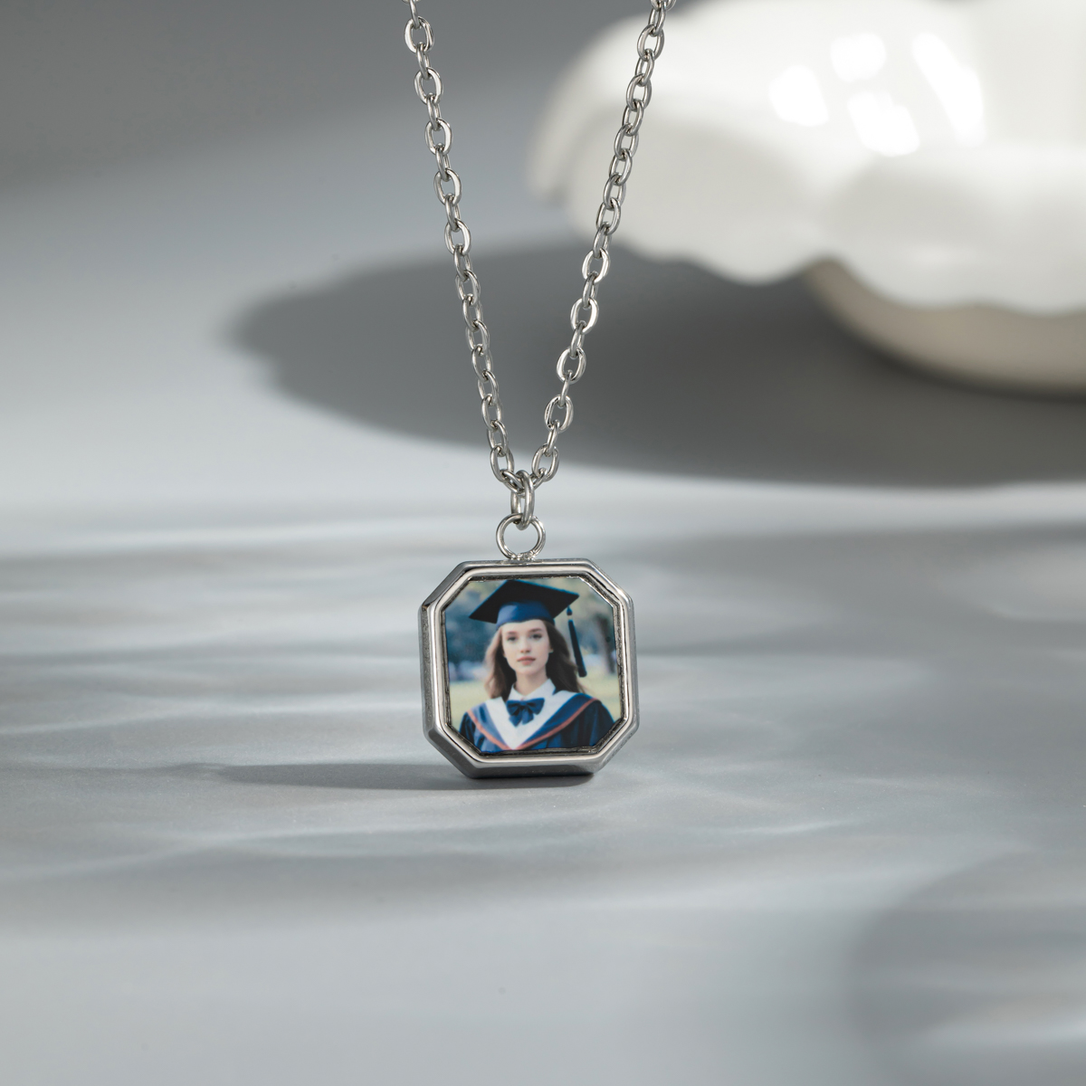 Personalized Photo Printed Square Pendant Necklace