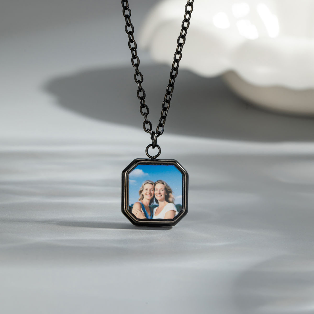 Personalized Photo Printed Square Pendant Necklace
