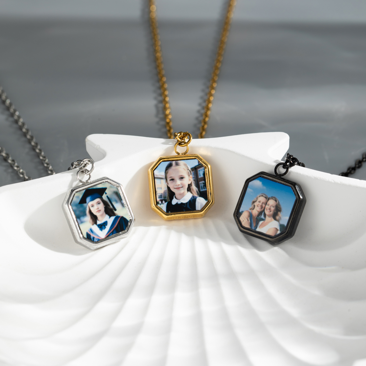 Personalized Photo Printed Square Pendant Necklace