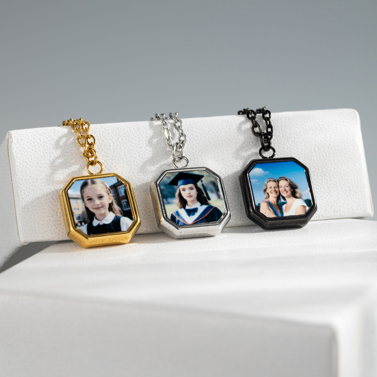 Personalized Photo Printed Square Pendant Necklace