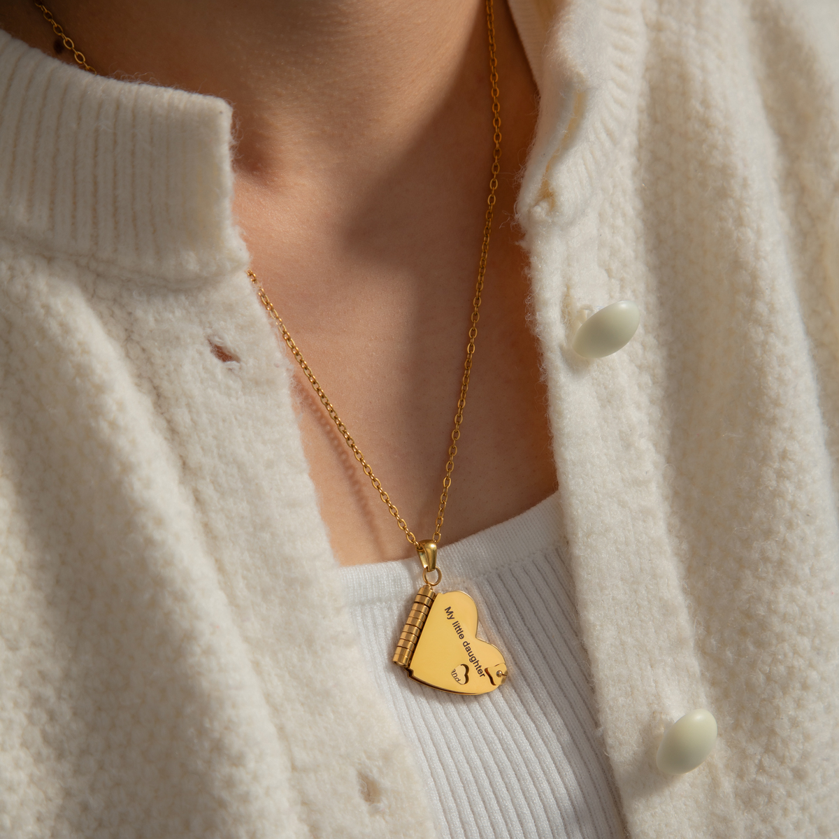 Customizable Heart Book Locket Necklace