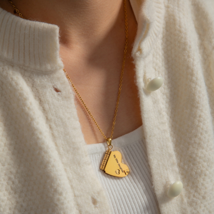 Customizable Heart Book Locket Necklace