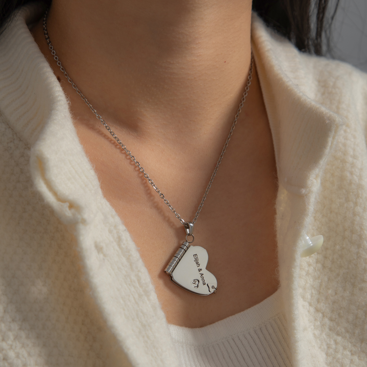 Customizable Heart Book Locket Necklace