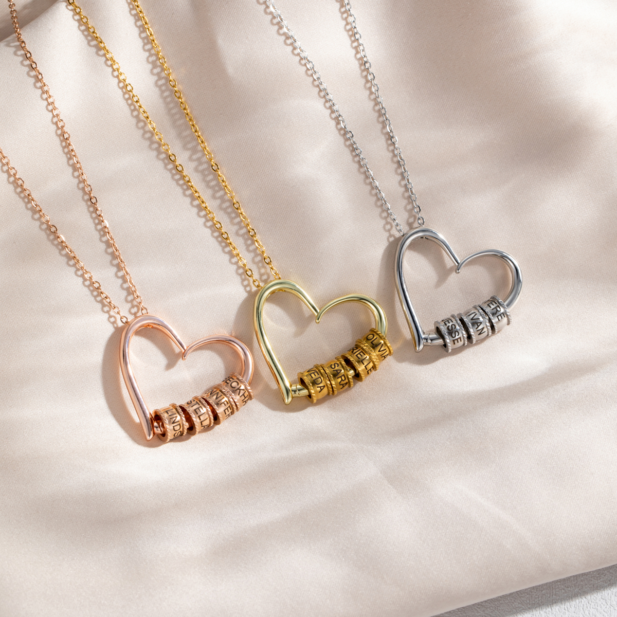 Custom Engraved Multi-name Heart Pendant Necklace