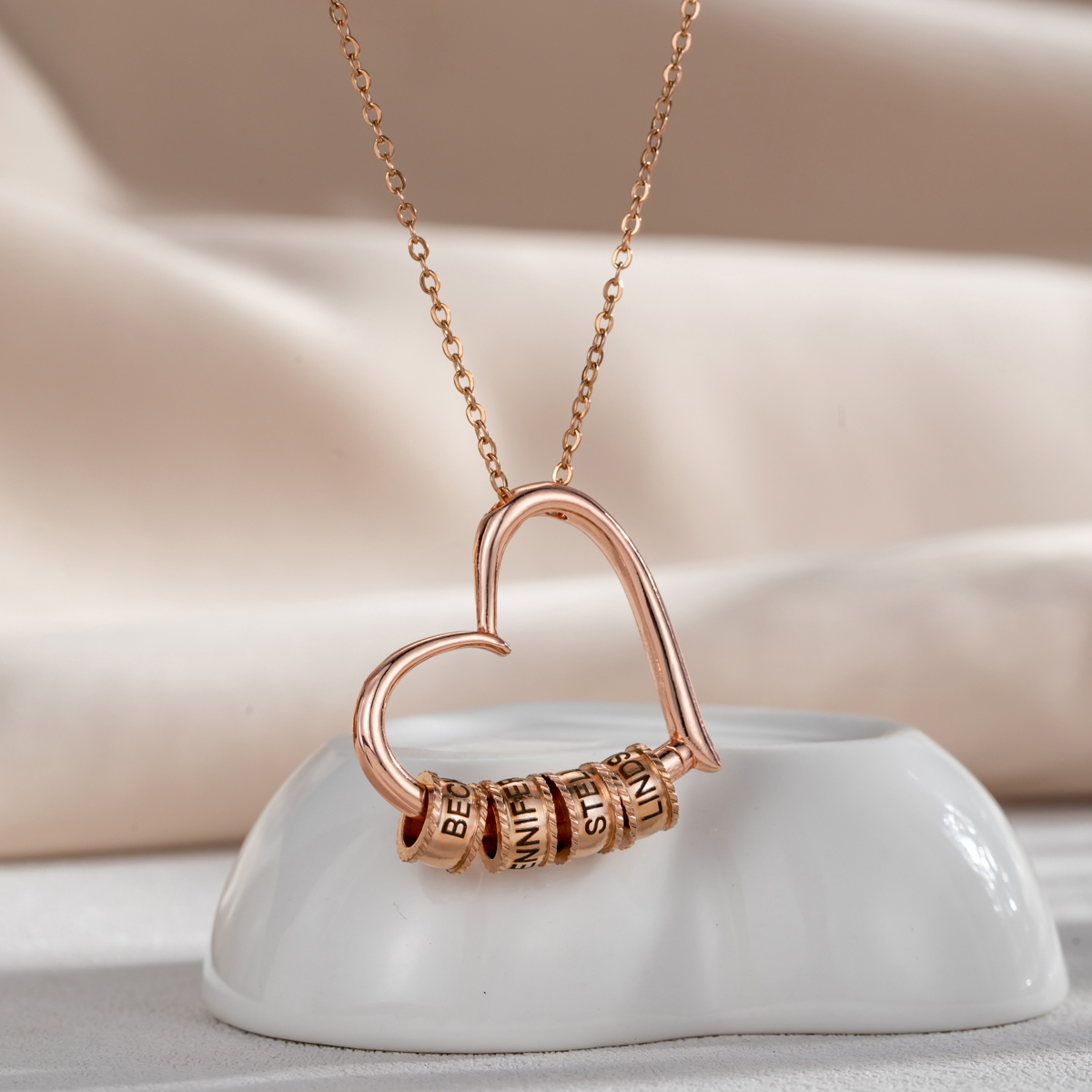 Custom Engraved Multi-name Heart Pendant Necklace