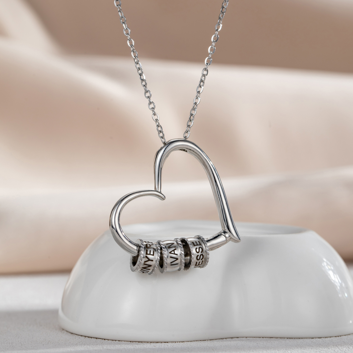 Custom Engraved Multi-name Heart Pendant Necklace