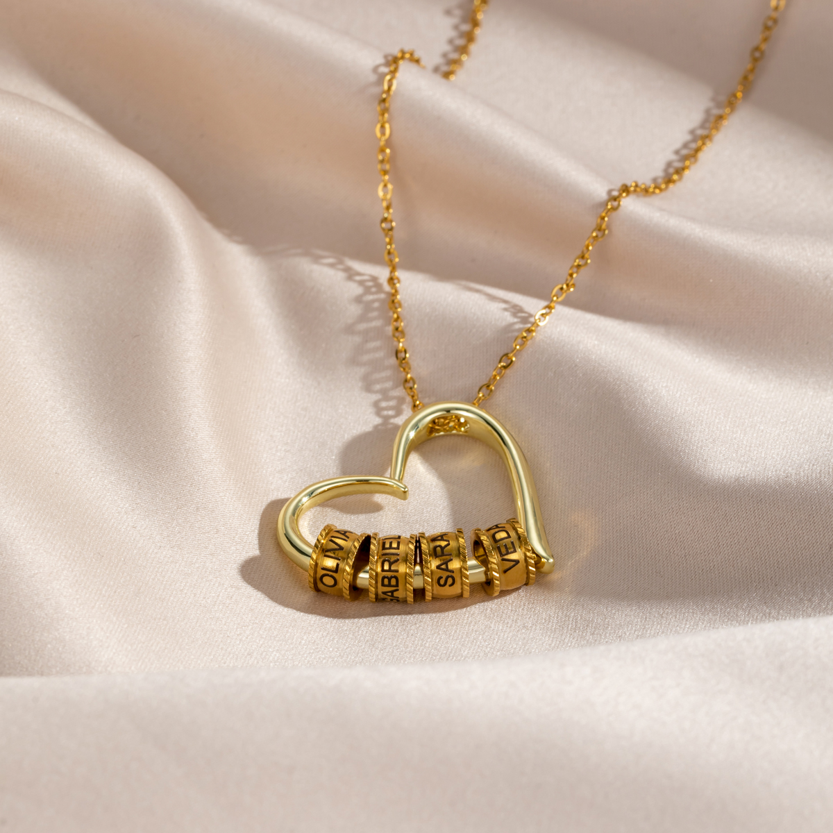 Custom Engraved Multi-name Heart Pendant Necklace
