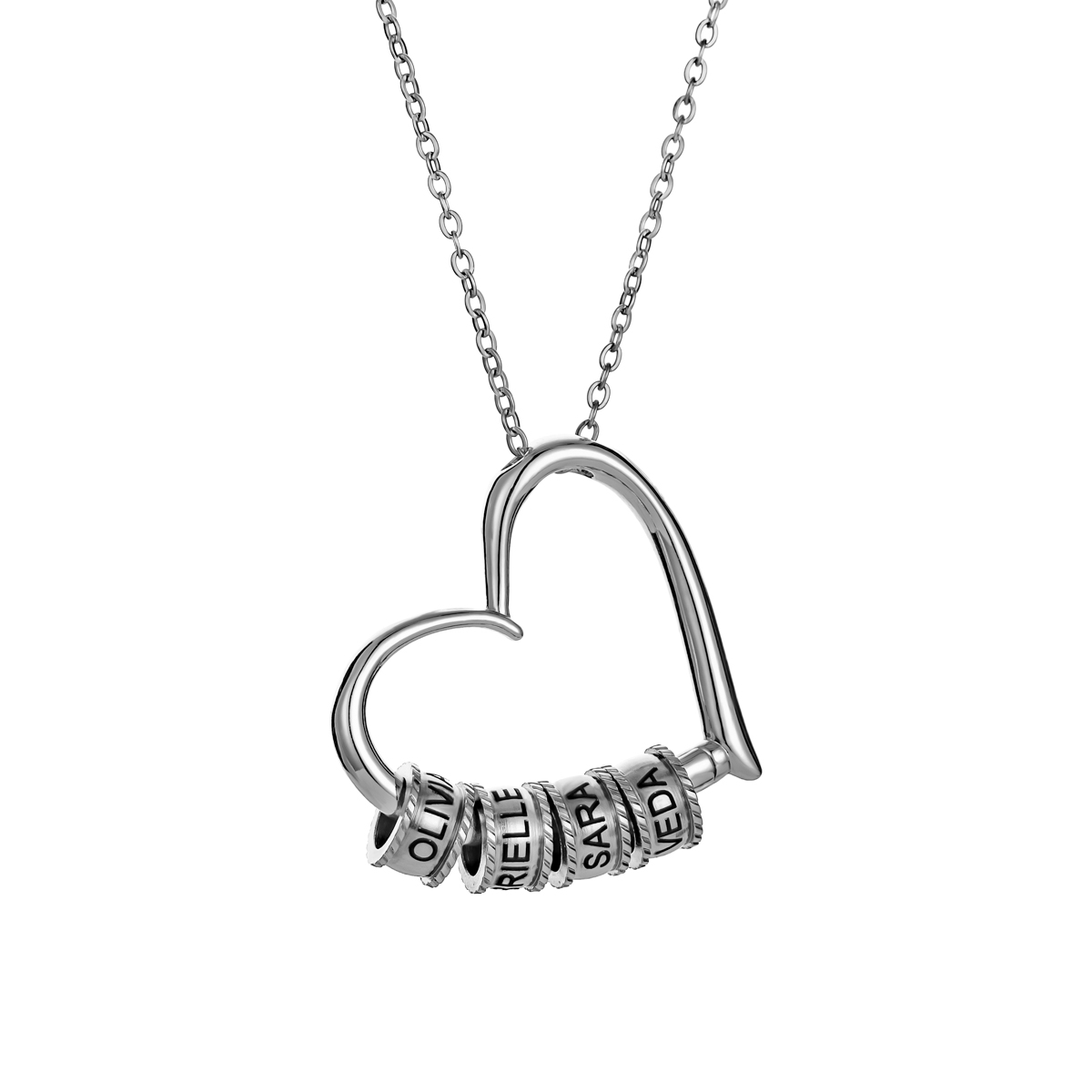 Custom Engraved Multi-name Heart Pendant Necklace